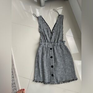 Zara blue and White Backless Dress